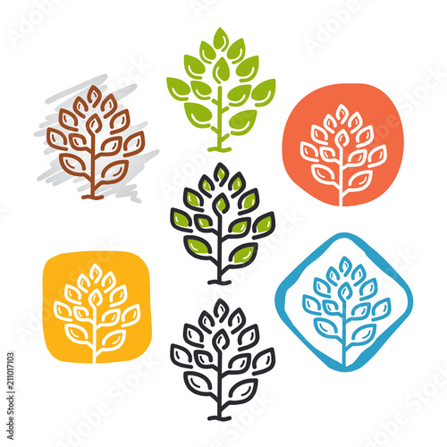 Green Leaves Vector Logo Design
