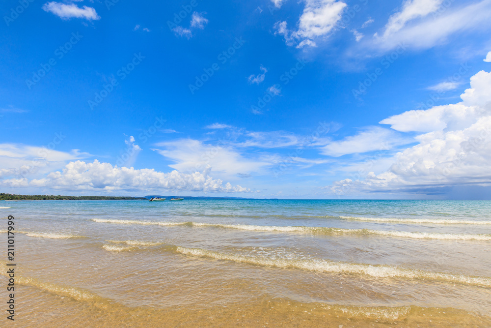 Blue sky in tropical beach in  Koh Mak island, Trat province,Thailand