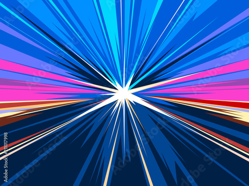 High speed motion in highway tunnel background. Vector illustration