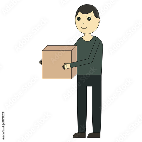 Delivery man. Cartoon character and delivery service