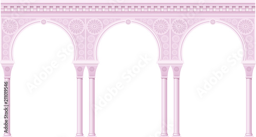 Pink arcade in oriental style