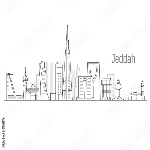 Jeddah cityscape - towers and landmarks of Jiddah  city skyline