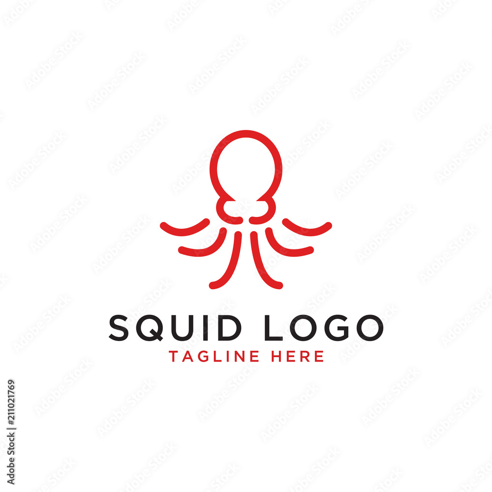 Illustration of squid octopus logo design template vector Illustration of squid octopus logo design template vector