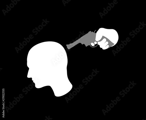 Person is shot in the back of the head with a handgun, gun, and pistol. Capital punishment and brutal execution made by executioner. Vector illustration