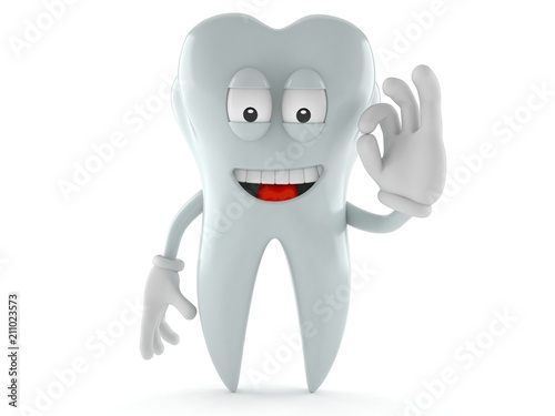 Tooth character with ok gesture