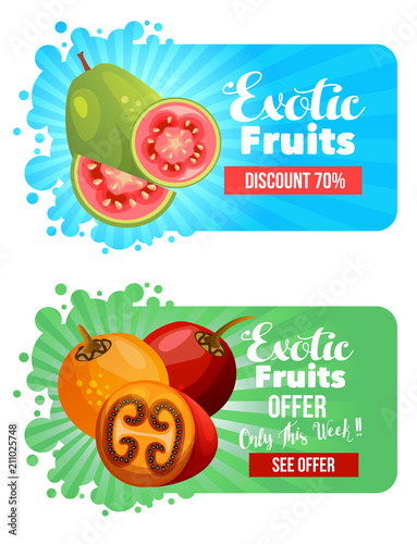 fruit website banner with guava and tamarillo