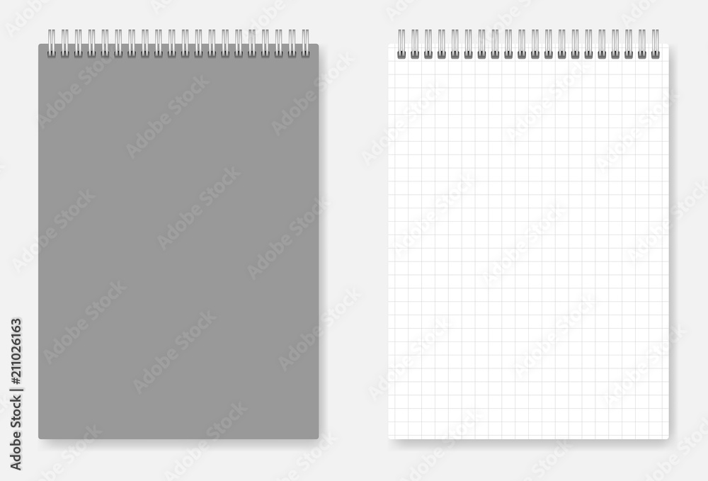 Grid-lined A6 size wirebound notebook design - page and cover Grid-lined A6 size wirebound notebook design - page and cover