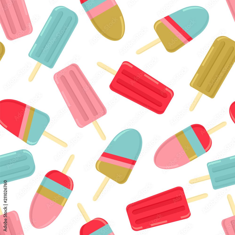 Bright ice cream and frozen juice. Seamless vector pattern with ice cream. Bright ice cream and frozen juice. Seamless vector pattern with ice cream.