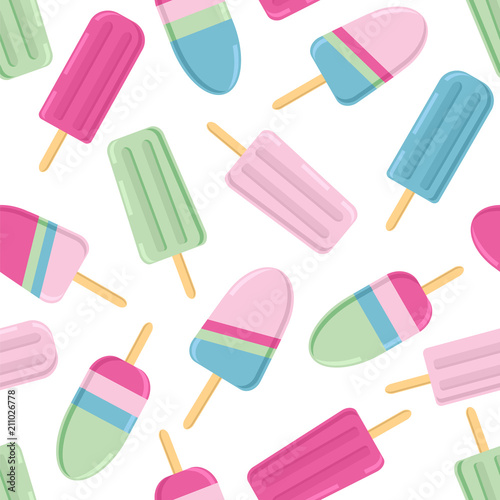 Ice cream and frozen juice. Summer background. Seamless vector pattern.