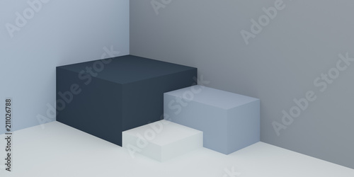 Abstract surface and colored square texture on minimal background. Closeup of geometric shape. 3D rendering