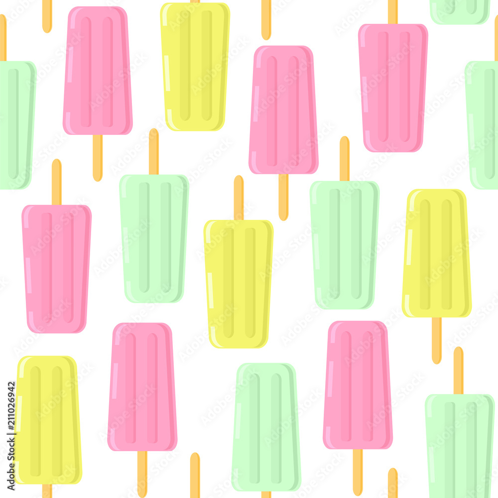 Seamless vector pattern with ice cream in pastel colors. Seamless vector pattern with ice cream in pastel colors.