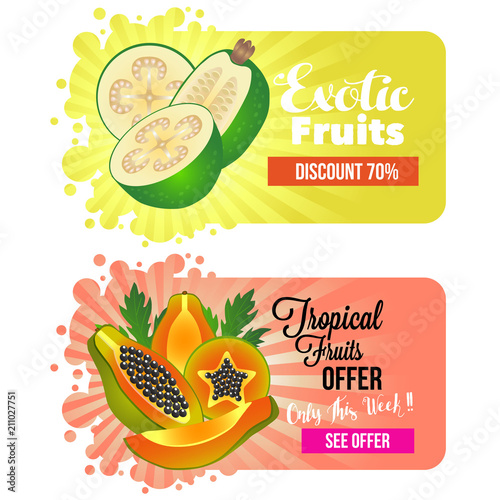 fruit website banner with feijoa and papaya