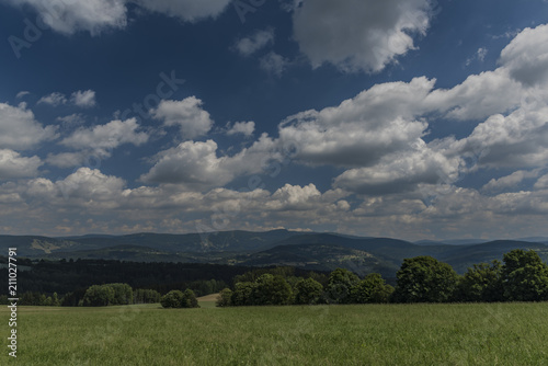 Krkonose mountains in blue sky cloudy day © luzkovyvagon.cz