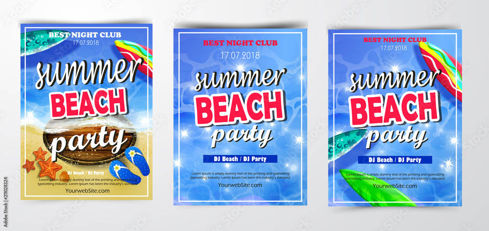Poster for summer and beach party background