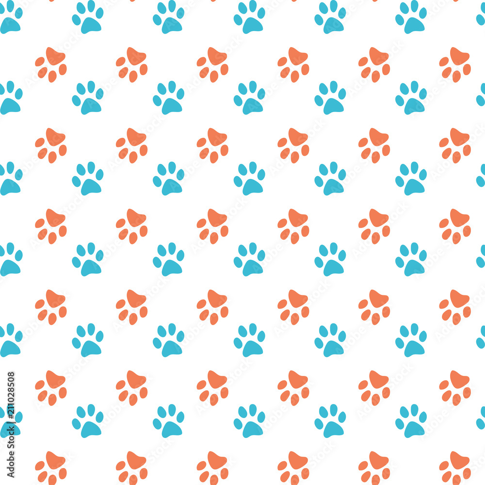 Vector seamless pattern with cat footprints. Can be used for wallpaper, web page background, surface textures. Vector seamless pattern with cat footprints. Can be used for wallpaper, web page background, surface textures.