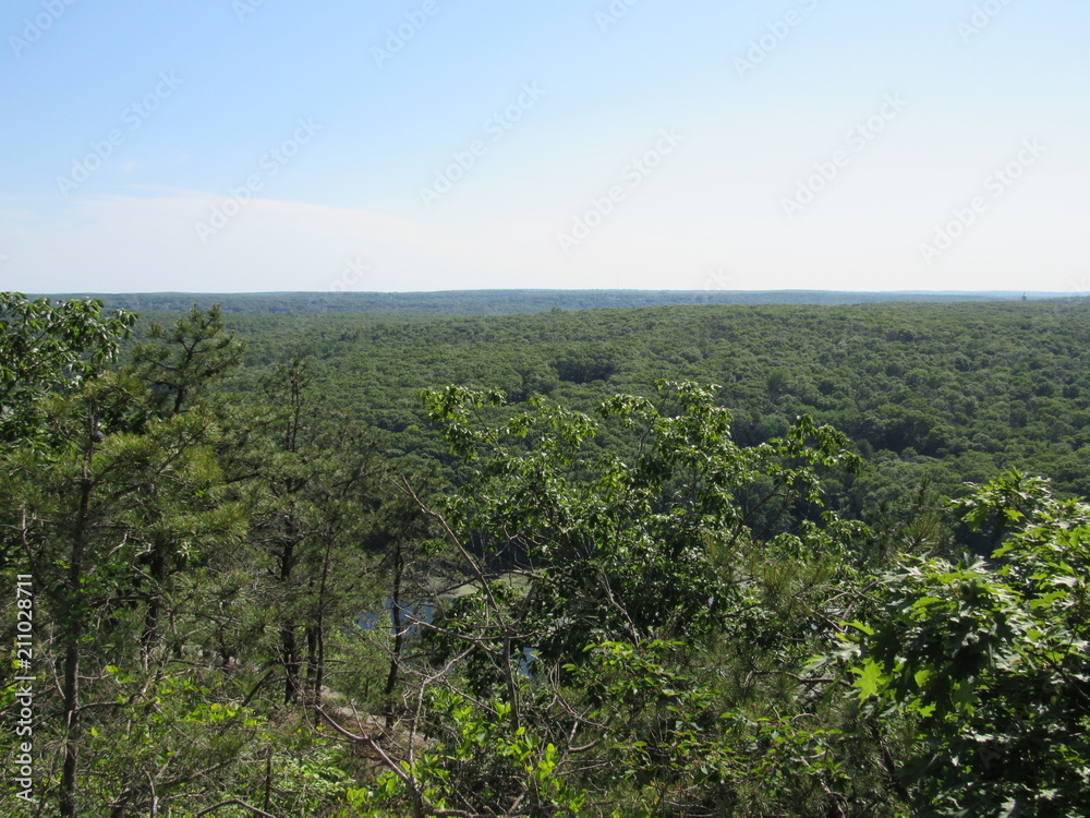 View over the forest from the Lantern Hill hiking trail in Connecticut 