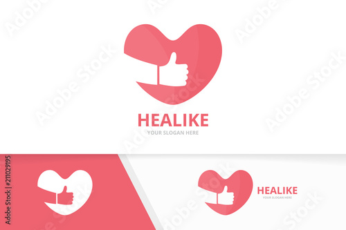 Vector heart and like logo combination. Love and best symbol or icon. Unique romantic and choice logotype design template.