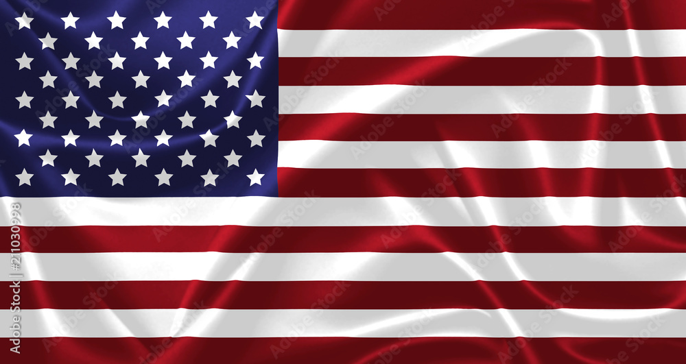 Obraz premium Illustration of USA waving fabric flag. 