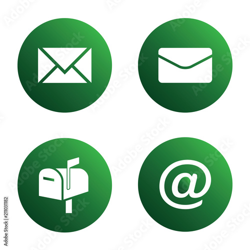 Vector icon set: green mail icons - envelopes, mailbox, mail symbol	 photo