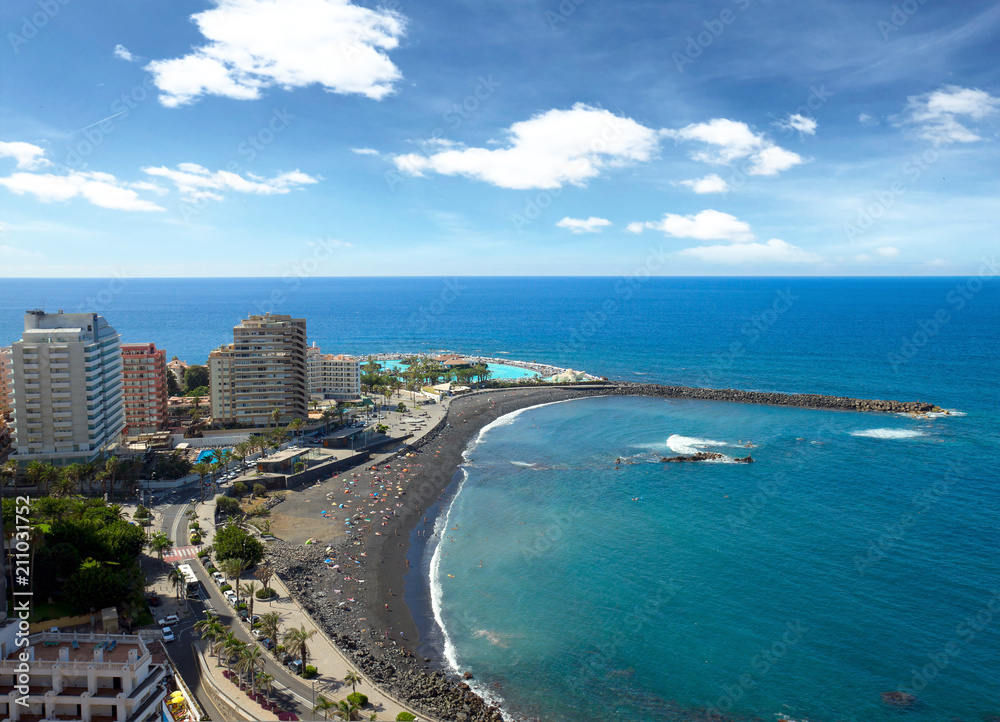 skyline of Puerto de la Cruz, Tenerife, Spain