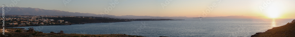 Krete, Greece, sunset - coastline panorama