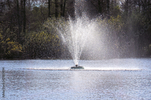 View of the water Fountain. Landscape naturally flowing story. 