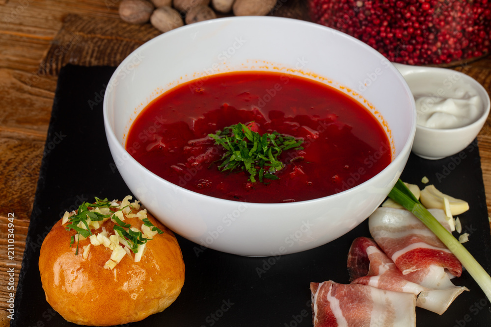 Traditional borsch bowl