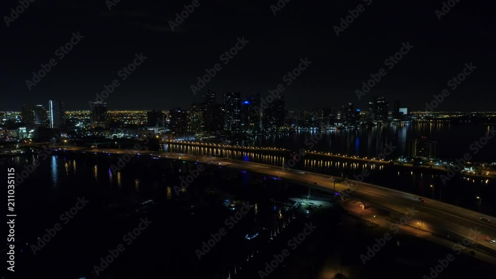 Aerial Macarthur and Venetian Causeway Mimi Biscayne Bay Aerial Macarthur and Venetian Causeway Mimi Biscayne Bay
