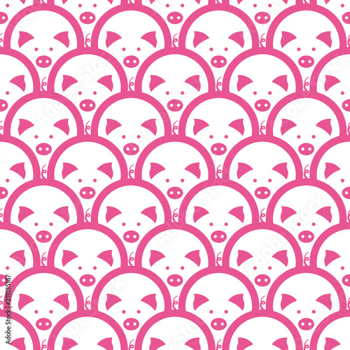 Pig symbol of the 2019 Chinese New Year. Seamless pattern.