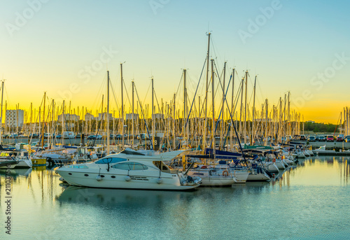 Sunset view over Port des Minimes in La Rochelle, France