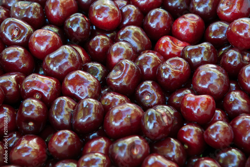 Cherry. Red fresh bunch of cherries photo