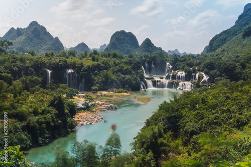 Stunning cascade of Chinese Detian waterfall