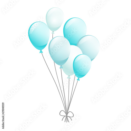 a bunch of blue balloons on the white background