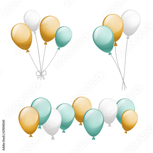 set of glossy balloons on the white background