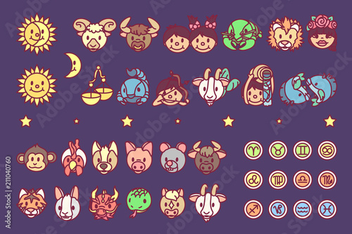 
vector zodiac sign icon chinese oriental horoscope