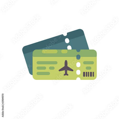 Two plane tickets flat icon