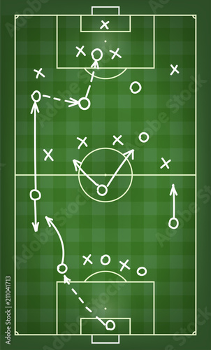 Football match tactics scheme. Vector illustration