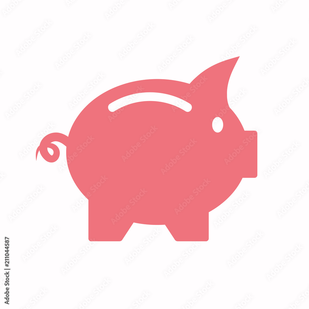 Vector business flat piggy bank icon isolated on a plain background Vector business flat piggy bank icon isolated on a plain background