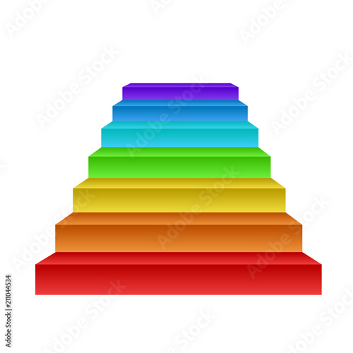 Creative growth concept, rainbow stairs on white, stock vector illustration