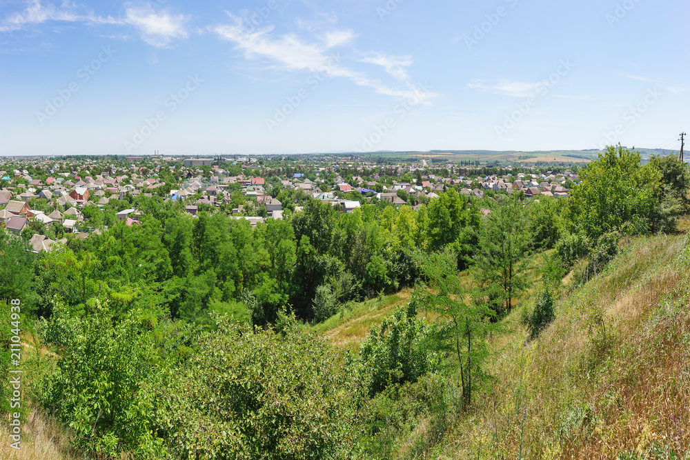 View from the slope of a small Kuban city of Krymsk in the Krasnodar region