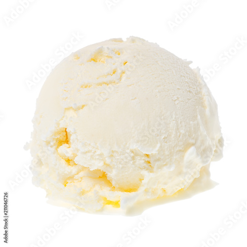 white scoop of sundae ice cream isolated on white background