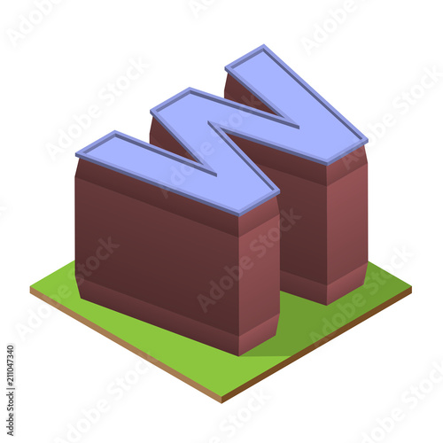 Isometric building letter W form