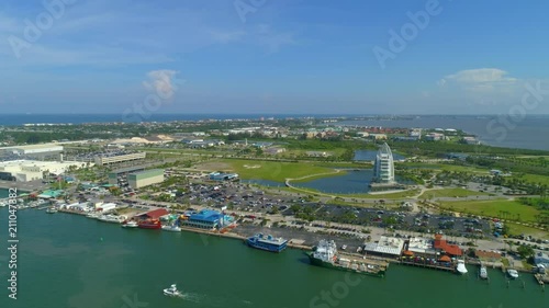 Port of Cape Canaveral Florida aerial lateral shot 4k 60p photo