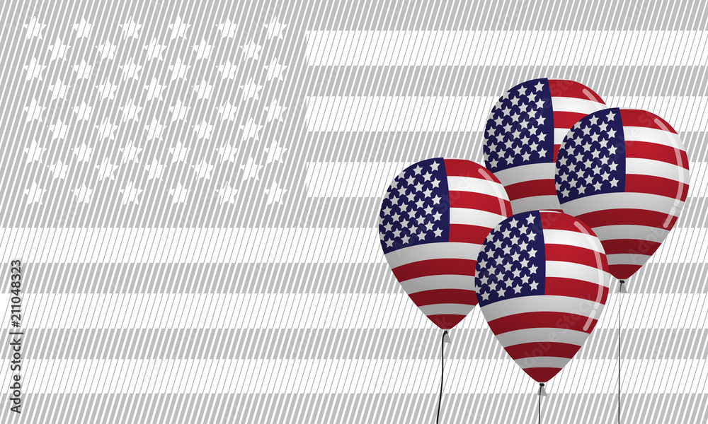 Fototapeta premium Balloon with american flag design for independence day , background poster print etc.