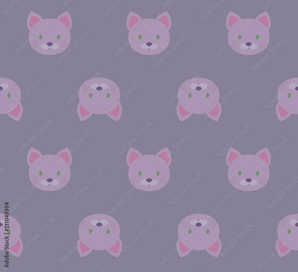 seamless pattern - cartoon white pink kittens on pink background - fabric, wallpapers or gift wrapping paper.