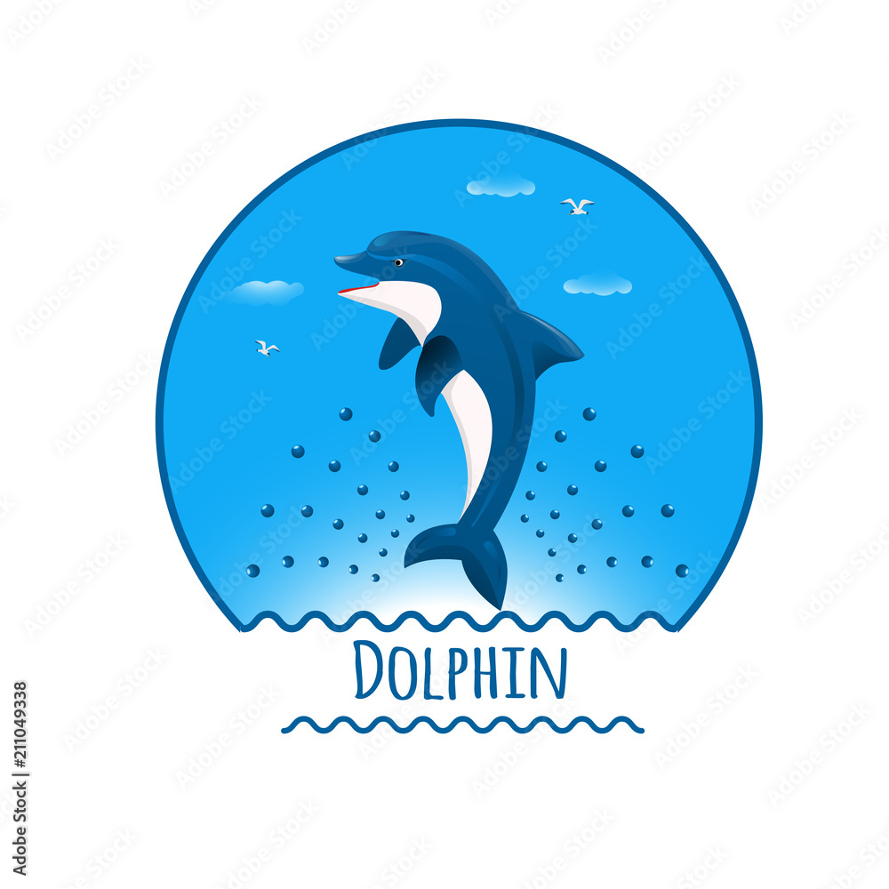 Fototapeta premium Leaping dolphin vector