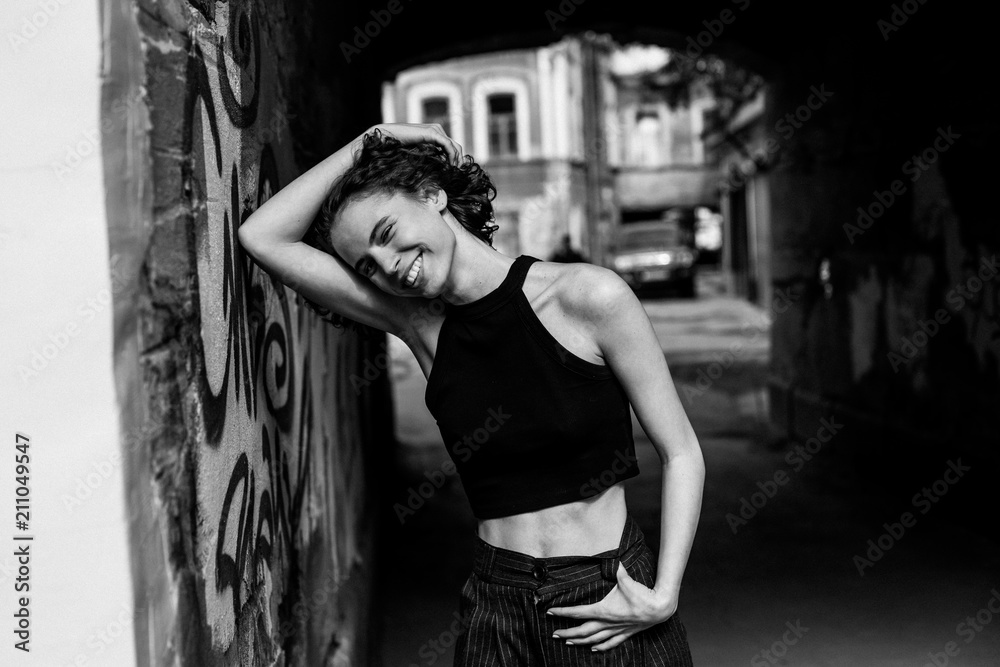 Fototapeta premium portrait of a girl, street style