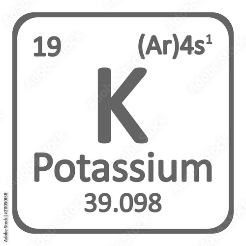 Periodic table element potassium icon.