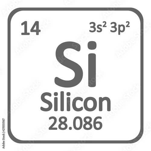 Periodic table element silicon icon.