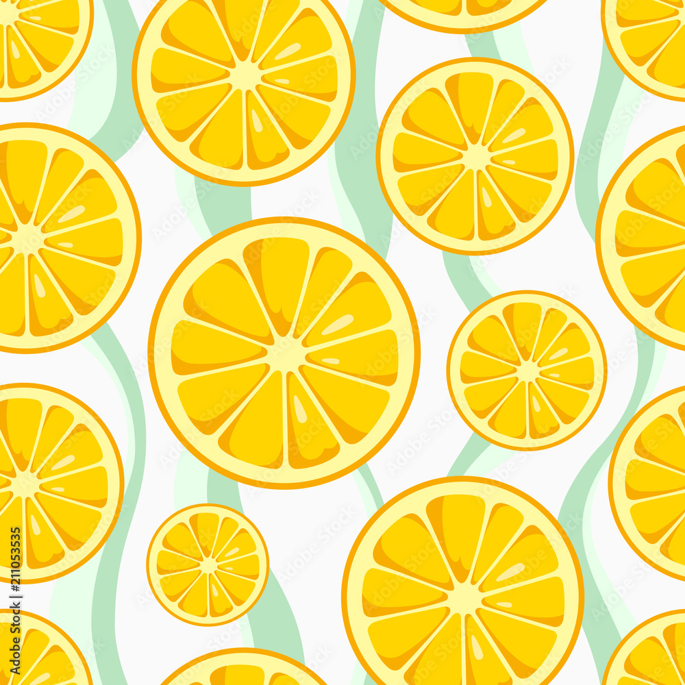 Lemon slices seamless pattern.